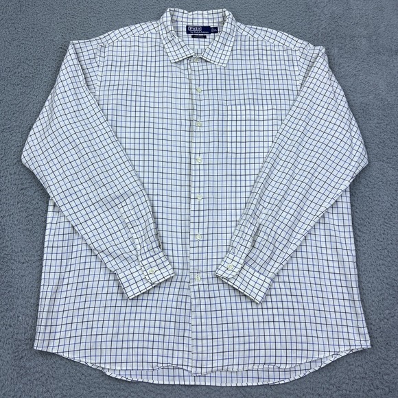 Polo Ralph Lauren Bonnard Button Down Shirt Ivory Plaid Check Long Sleeve XL - Picture 1 of 8